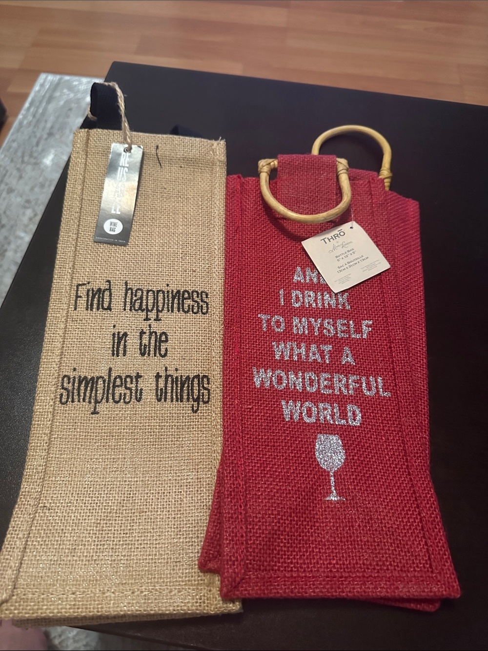 NWT Set of 2 Reusable Jute Wine Bags
